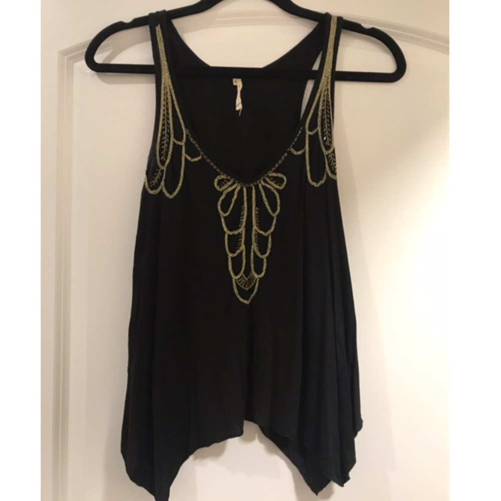 Black Top with Gold Beading